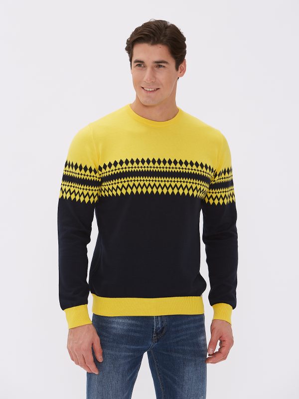 Джемпер муж. JLAB+REMIX EU-KN-01 navy-yellow