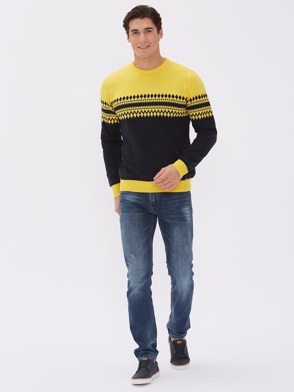 Джемпер муж. JLAB+REMIX EU-KN-01 navy-yellow