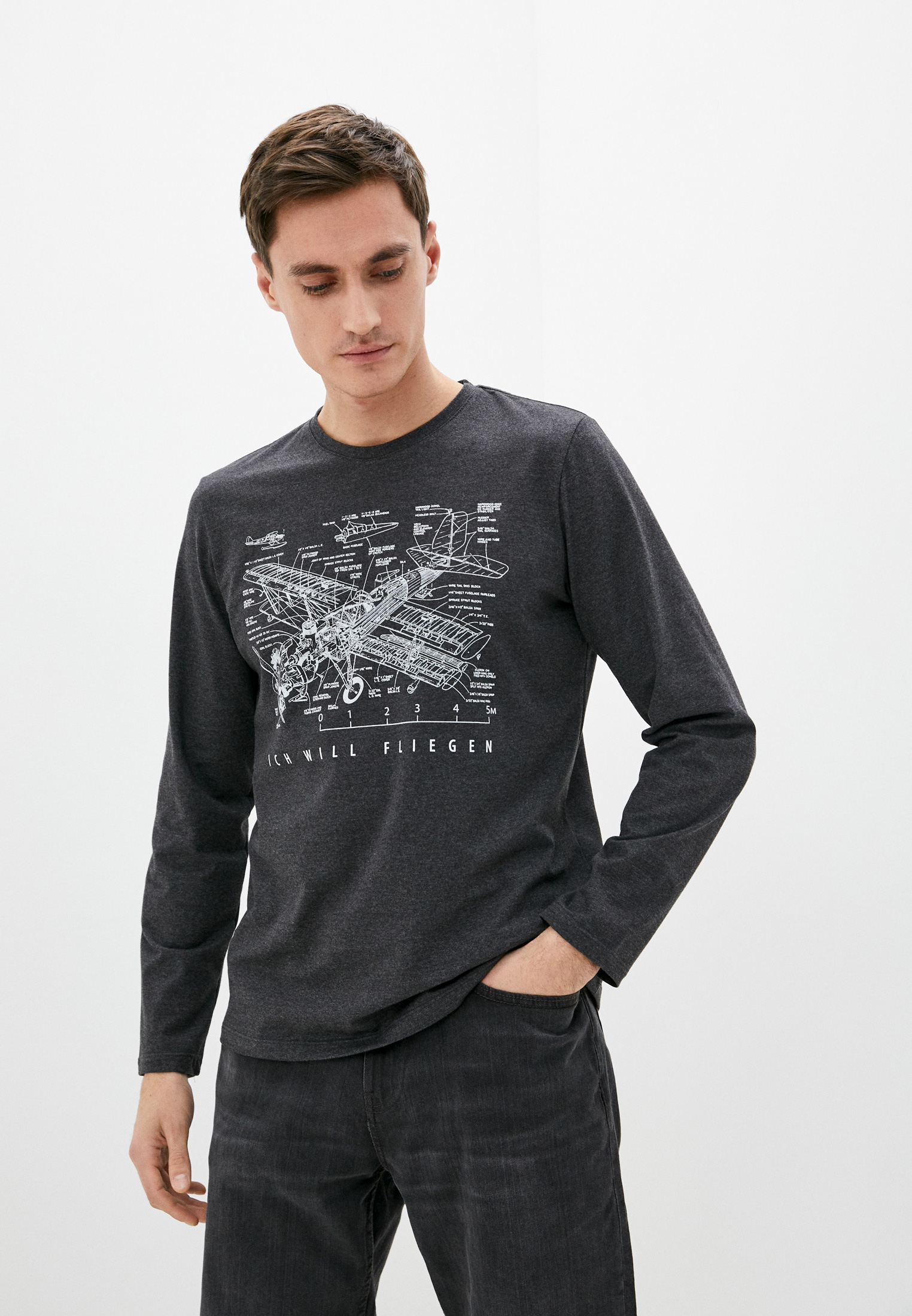 Футболка муж. дл. рук. JLAB RL-1-A98 d.grey melange